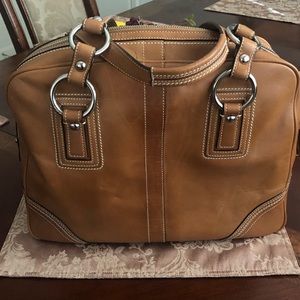 Coach Tan Leather Tote Flight Bag